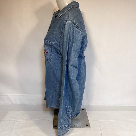 Nashville Tennessee Vintage Hard Rock Cafe Denim Shirt Embroidery womens large - Picture 3 of 10